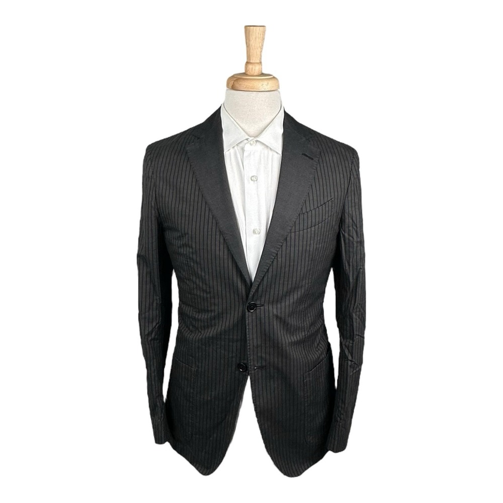 Etro Milano Black Brown Striped Unstructured Silk Lining Blazer 38R Italy